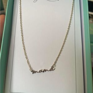 Elegant Silver Script Mama Necklace